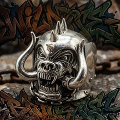 Buy 4 Get 1 Free 3D Motorhead Warpig Skull Mens Present Silver Rings