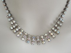 Vintage Necklace Collar Rhinestones Aurora Borealis 21.8 G/Approx. 39-42 Cm