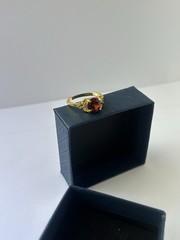 Vintage Red Cubic Zirconia Ring Gold Plated Womens Size 9