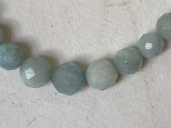 Vintage Faceted Aquamarine Graduated Bead Necklace w/925 Hook Clasp – 18″