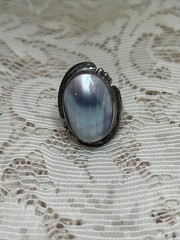Vintage Mabe Pearl Ring~Marked VB~Volmer Bahner~Sterling ~Size 7.75