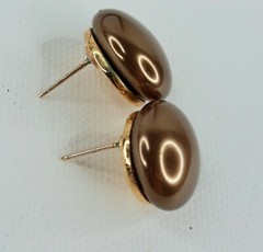 CAROL LEE Earrings Post Stud Button Brown Vintage Everyday Jewelry