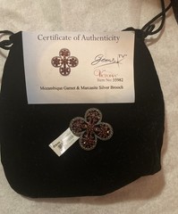 Vtg Mozambique Garnet & Marcasite Silver Brooch Victoria 925 Silver