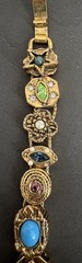 Vintage Victorian Revival charm slide bracelet Cameo Pearl 7”