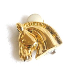 Authentic HERMES Vintage Horse Earrings Metallic #2796