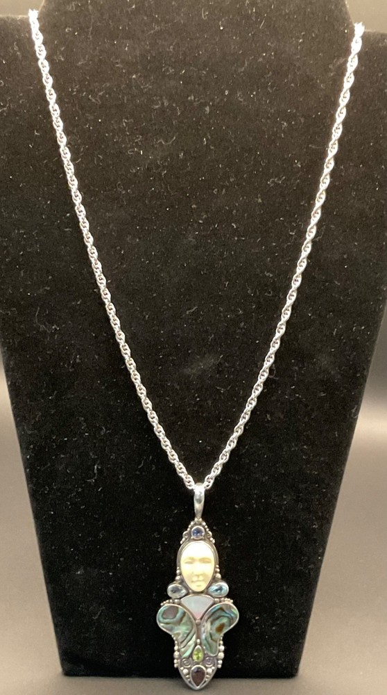 VINTAGE SAJEN MOON GODDESS 925 Sterling silver pendant and necklace