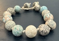 Two Vintage Viva Beads Boho Chunky Polymer Clay Handmade Bracelets
