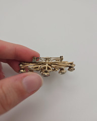 Large Gold Tone Starburst Rhinestone Brooch Clear Crystal Statement Pin Unsigned