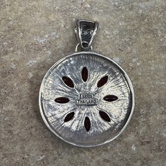 VINTAGE BALI GARNET GEMSTONE STERLING SILVER 925 PENDANT SX925 Thailand 13 grams