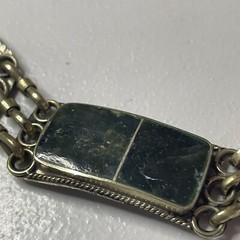 Silver Toned Green Inlay Vintage Bracelet Estate Marble Look Unique Read