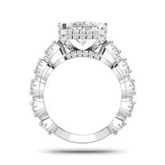 2CT Cushion Cut Moissanite Wedding Engagement Bridal Ring 14K White Gold Plated