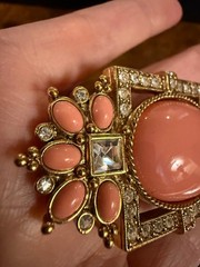 Vintage 1995 Elizabeth Taylor for Avon brooch pin pink cabochon with rhinestones