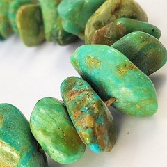 Polished TURQUOISE Nugget Stone Necklace BROKEN CLASP For Beads/Repair 20″ 55g