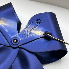 Tona Bow Brooch & Pierced Earrings Set Blue Clear Rhinestone