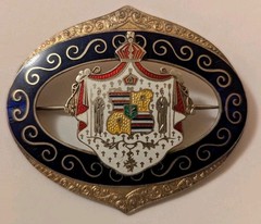 1920s 1930s Hawaiian Crest Sterling / Enameled Brooch – Large Oval – Pin Back