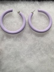 Vtg purple lucite huge open hoop pierced Earrings