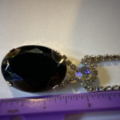 Vintage Mystic Crystal Large Oval Statement Pendant Necklace Missing Clasp