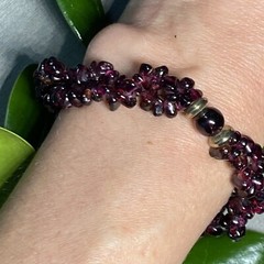 Vintage Bracelet Estate Fine Jewelry Red Almandine Garnet Pre-Owned Bead 6.5″