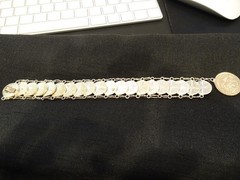 # 654- VINTAGE MEXICO COIN BRACELET-21 REAL COINS