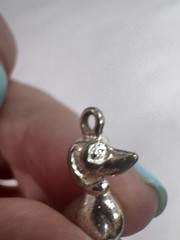 Vintage SIL Silver Dachshund Dog Charm Pendant 3.1g Wiener Puppy Bracelet Charm