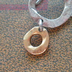 Handmade Dangle Hoop Earrings Silver Tone Metal Brass Tone Hanging Circles Wire