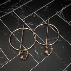 Vintage Clip On Earrings Extra Large & Circle & Bar Dangle 3 & 1/8″