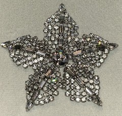 Vintage Hollywood Regency Rhinestone Star Brooch Atomic Baguette Pin 3” 50s 24g