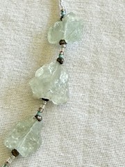 Vintage Natural Prehnite Gemstone Necklace Signed Chipita 18 Inch Plus Drop