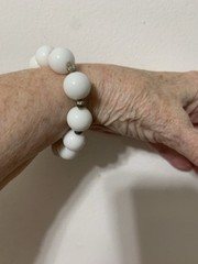 Vintage Milk Glass Stretch Bracelet with A Smooth Glossy Texture ball Design 7”