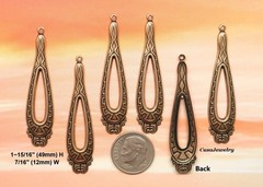 #0097 ANTIQUED GOLD OPEN CENTER TEARDROP W/TOP HANG RING – 6 Pcs