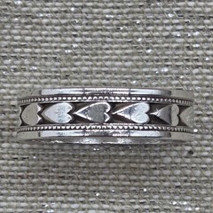 Vintage Artist Mark Sterling Silver 925 Heart Band Ring 7.5 – 7.75