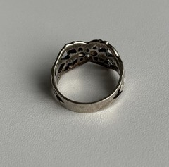 VTG Sterling Silver Celtic Knot Wide Band Ring Size 6 Hands Heart 10mm wide 925