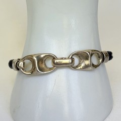 HOB Mexico Bracelet 925 Sterling Leather 7 Inch House Of Bangles 34 Grams