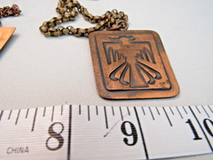 LOT OF 2 VINTAGE COPPER THUNDERBIRD PENDANT NECKLACES BELL & SOLID COPPER