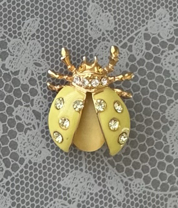Vintage ladybug brooch enamel on metal