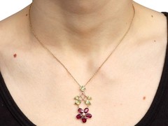 Antique 2.75Ct Garnet 2.35Ct Peridot and Pearl 9k Rose Gold Pendant Circa 1910