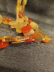 Groovy 52″ Yellow Orange Plastic Button Necklace Swinging 60-70s Possibly Lucite