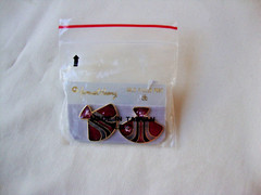 VINTAGE SAMUEL HUANG DESIGNER CLOISONNE RETRO MOD FAN RED BLACK SILVER EARRINGS