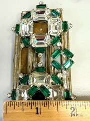 Vintage Art Deco Czech Emerald Cut Rhinestone Factory Prototype Brass 1930s