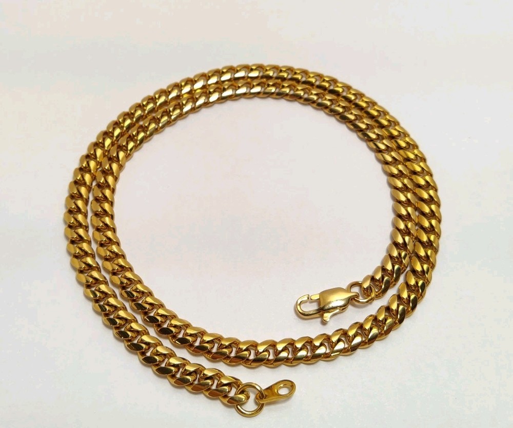 Wonderful 20″ Vint Genuine 18kgp Heavy Gold Plate Chain Link Necklace 5.7mm wide
