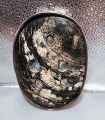 Vintage Silver Modern Style Oval Gemstone Pandant