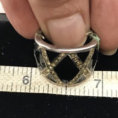 Vintage 18K HGE Plated Enamel & Crystals Unique Bold X Look Ring varied sizes