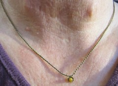 Vintage 16 inch Gold Clad Chain Orange Topaz Stone Fixed Pendant Necklace (195