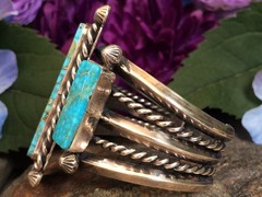 106 GRAM WATER WEB TURQUOISE STERLING NAVAJO SOUTHWESTERN STYLE BRACELET WOW