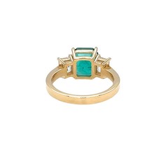 3.30 Ct Natural Emerald Art Deco Vintage Engagement Ring 14K Yellow Gold Over