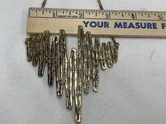 Vtg Celebrity N.Y. Gold Tone Necklace And Clip On Earrings Brutalist Style G C