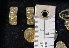EVAN ST CLAIR 3 Pairs Clip On Earrings Gold Tone Diamond Dust, Vintage MCM, NOS