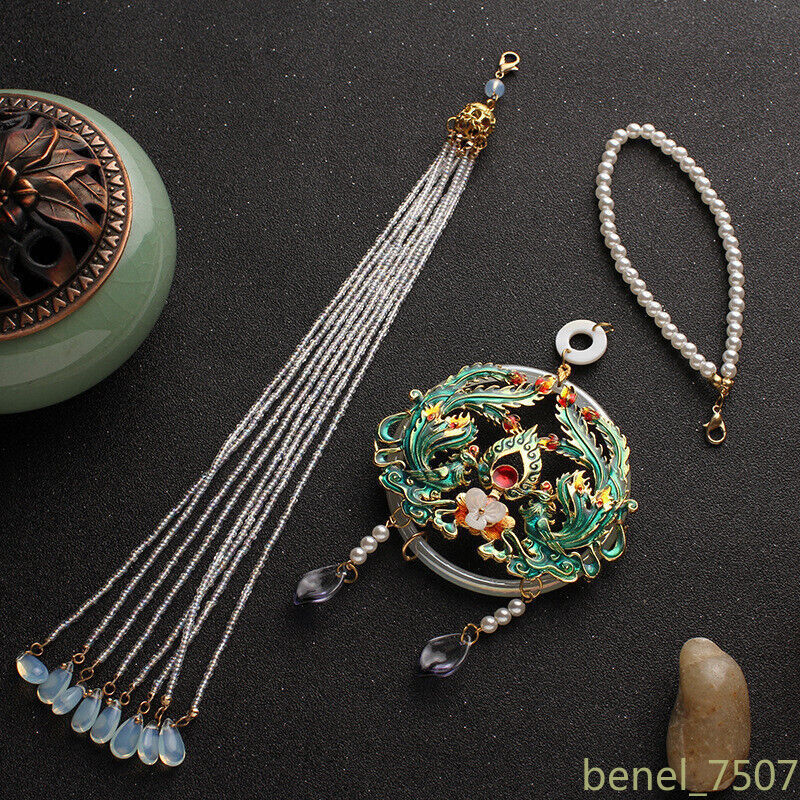 Chinese Hanging Rope Silk Belt Palace Sash Waist Chain Jade Ornament Jewelry
