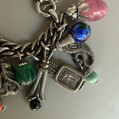 Napier Multi Charms Silver Chain Bracelet 7in. Massive! Charms 1.5in