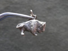 Buffalo Bison Yellowstone Vintage Sterling Silver Bracelet Charm Pendant 3.5g